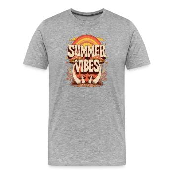 Ambiance estivale Champignon rétro Festival hippie Été - T-shirt bio Premium Homme - gris chiné - Devant - Damien (186cm)
