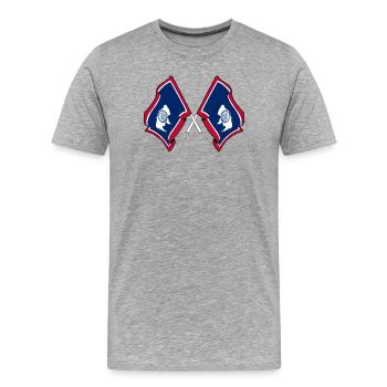 Zwei Wyoming-Flaggen gekreuzt - Männer Premium Bio T-Shirt - Grau meliert - Vorne - Damien (186cm)