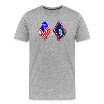 Flagge der USA und des Bundesstaates Wyoming gekreuzt - Männer Premium Bio T-Shirt - Grau meliert - Vorne - Damien (186cm)