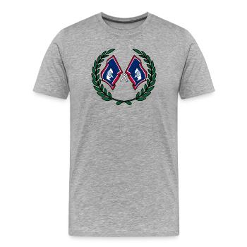 Fahnen USA Wyoming Lorbeerkranz - Männer Premium Bio T-Shirt - Grau meliert - Vorne - Damien (186cm)