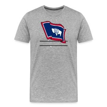 Flagge Wyoming Textbanner - Männer Premium Bio T-Shirt - Grau meliert - Vorne - Damien (186cm)