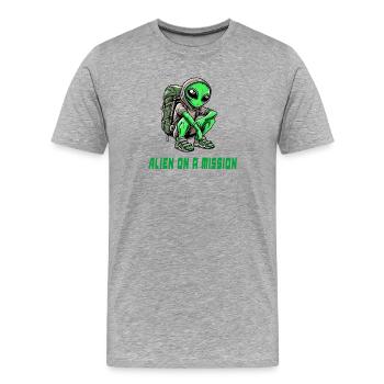 Alien en mission - T-shirt bio Premium Homme - gris chiné - Devant - Damien (186cm)