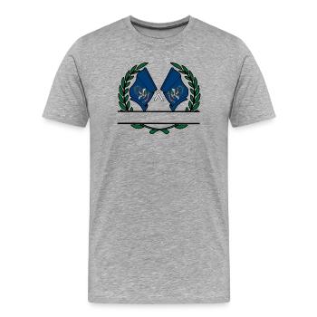 USA North Dakota Laurel Wreath Flag Banner - Men's Premium Organic T-Shirt - heather grey - Front - Damien (186cm)