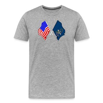 USA and North Dakota flag crossed - Men's Premium Organic T-Shirt - heather grey - Front - Damien (186cm)