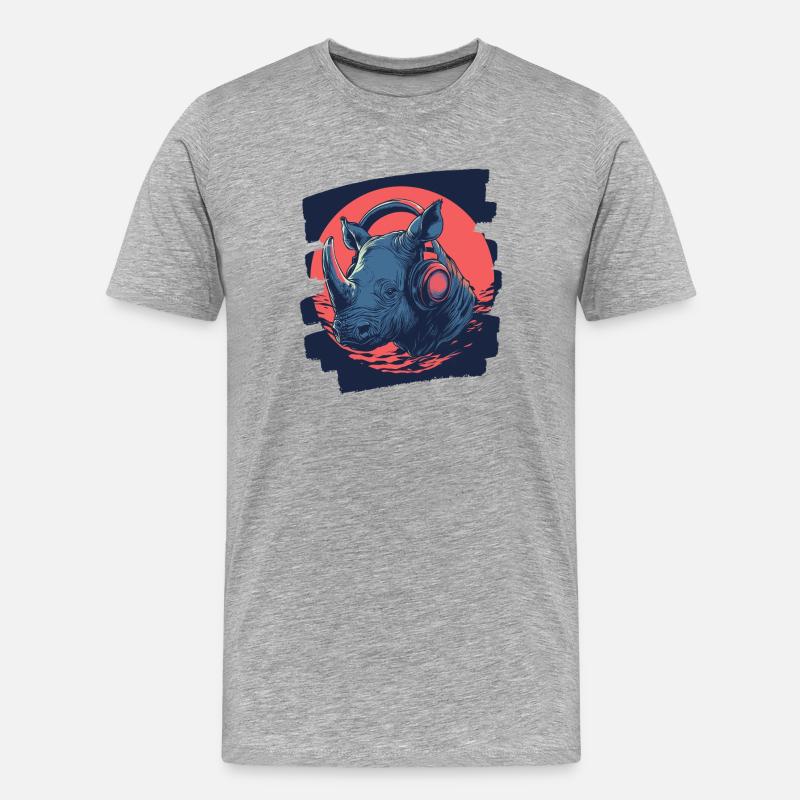 Nashorn - Männer Premium Bio T-Shirt - Grau meliert