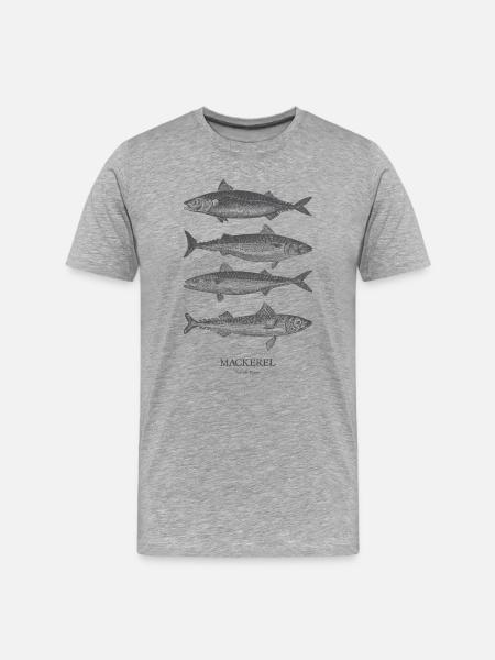 Mackerel Silhouette Quartet - Men's Premium Organic T-Shirt - heather grey