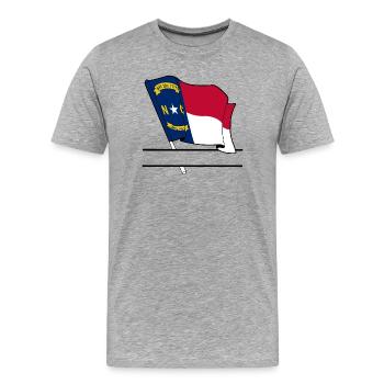 Bannière de texte du drapeau de la Caroline du Nord - T-shirt bio Premium Homme - gris chiné - Devant - Damien (186cm)