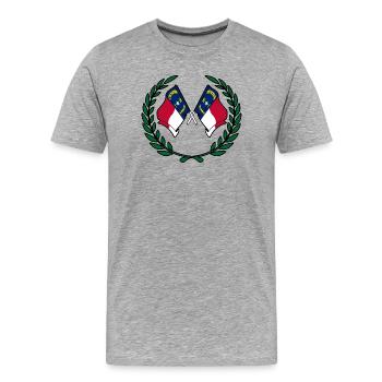 Drapeaux États-Unis Caroline du Nord couronne de laurier - T-shirt bio Premium Homme - gris chiné - Devant - Damien (186cm)