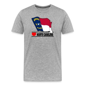 Drapeau de la Caroline du Nord en forme de cœur CAROLINE DU NORD - T-shirt bio Premium Homme - gris chiné - Devant - Damien (186cm)