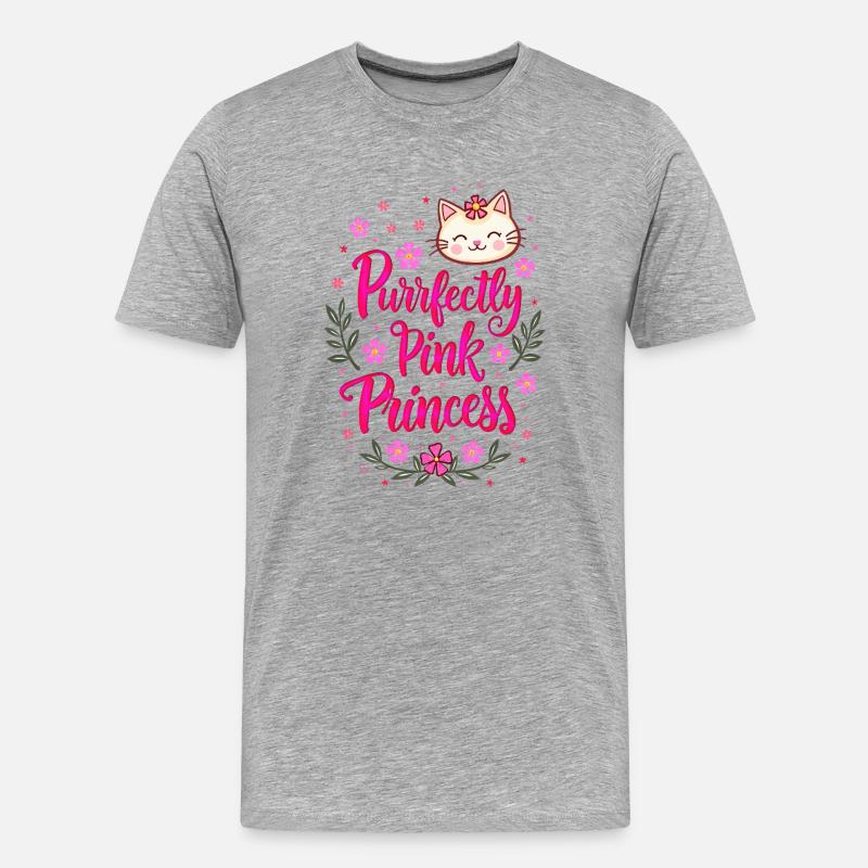 Prinzessin Rosa Kawaii Girly - Männer Premium Bio T-Shirt - Grau meliert