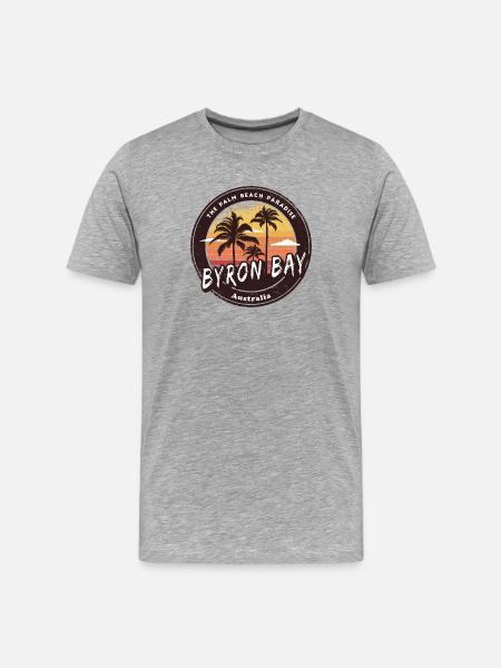 Byron Bay Australia Palm Trees Design - Men's Premium Organic T-Shirt - heather grey