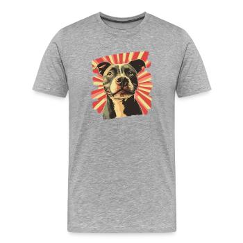 Staffordshire américain - T-shirt bio Premium Homme - gris chiné - Devant - Damien (186cm)