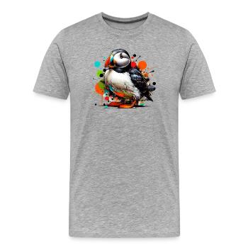 Puffin - Men's Premium Organic T-Shirt - heather grey - Front - Damien (186cm)