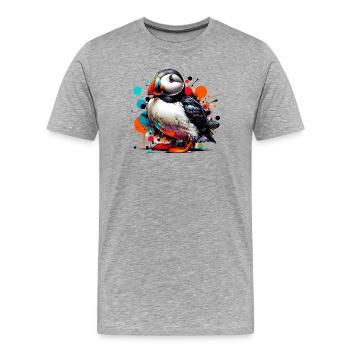 Papageitaucher - Männer Premium Bio T-Shirt - Grau meliert - Vorne - Damien (186cm)