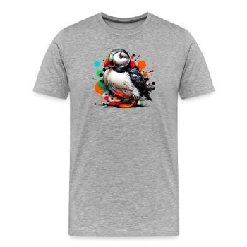 Papageitaucher - Männer Premium Bio T-Shirt - Grau meliert - Vorne - Damien (186cm)