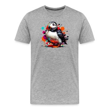 Papageitaucher - Männer Premium Bio T-Shirt - Grau meliert - Vorne - Damien (186cm)