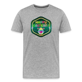 HAPPY EASTERN EGGS PLAYING GOLF - Men's Premium Organic T-Shirt - heather grey - Front - Damien (186cm)