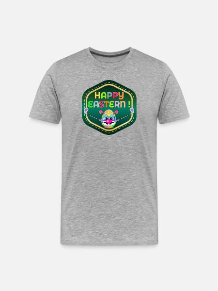 HAPPY EASTERN EGGS PLAYING GOLF - Men's Premium Organic T-Shirt - heather grey