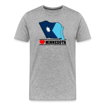 Drapeau Minnesota coeur MINNESOTA - T-shirt bio Premium Homme - gris chiné - Devant - Damien (186cm)
