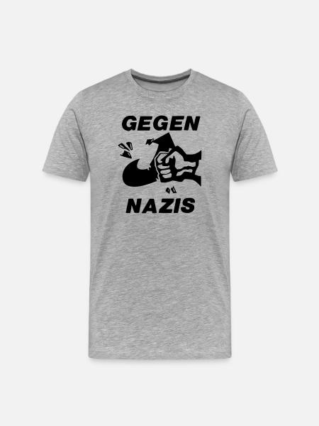 Gegen Nazis - Männer Premium Bio T-Shirt - Grau meliert