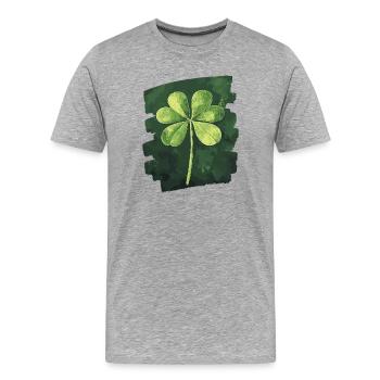 Trèfle de la Saint-Patrick - T-shirt bio Premium Homme - gris chiné - Devant - Damien (186cm)