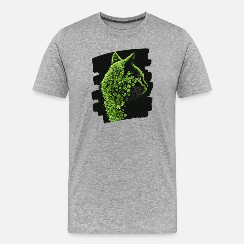 St Patricks day Katze - Männer Premium Bio T-Shirt - Grau meliert