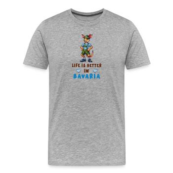 Bayerisches Känguru - Männer Premium Bio T-Shirt - Grau meliert - Vorne - Damien (186cm)