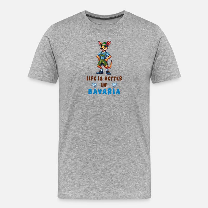 Bayerisches Känguru - Männer Premium Bio T-Shirt - Grau meliert