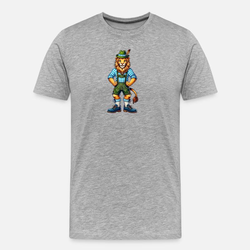Bayerischer Löwe - Männer Premium Bio T-Shirt - Grau meliert