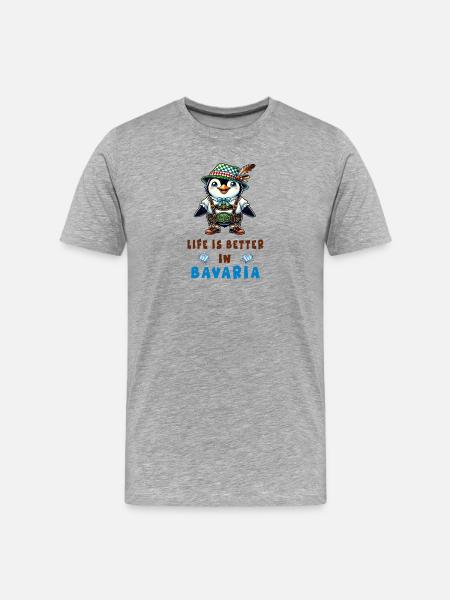 Bavarian Penguin - Men's Premium Organic T-Shirt - heather grey