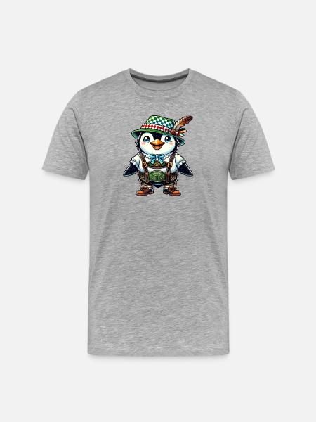 Bavarian Penguin - Men's Premium Organic T-Shirt - heather grey