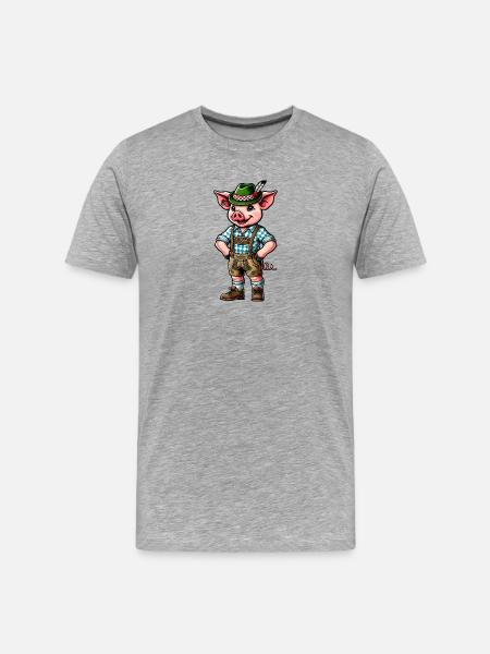 Bavarian Pig - Men's Premium Organic T-Shirt - heather grey