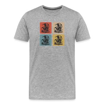Klassisches Bergbau Design - Männer Premium Bio T-Shirt - Grau meliert - Vorne - Damien (186cm)