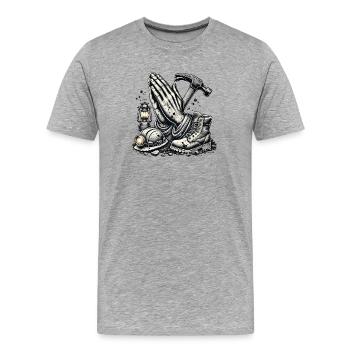 Exploitation minière – Tradition et ténacité - T-shirt bio Premium Homme - gris chiné - Devant - Damien (186cm)