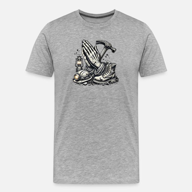 Bergbau – Tradition & Härte - Männer Premium Bio T-Shirt - Grau meliert