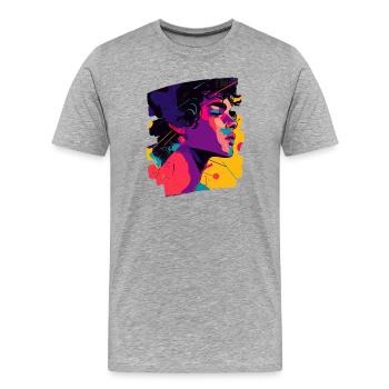 Années 80 - T-shirt bio Premium Homme - gris chiné - Devant - Damien (186cm)