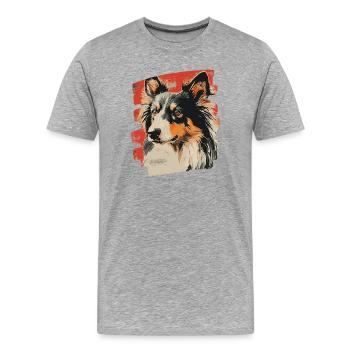 Collie - Männer Premium Bio T-Shirt - Grau meliert - Vorne - Damien (186cm)