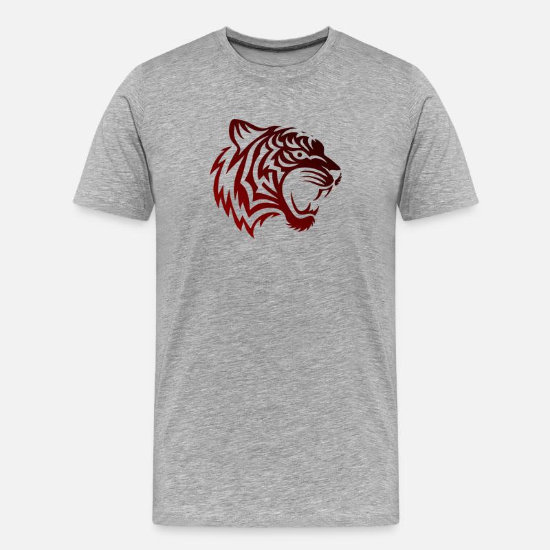 TribalTigerBlackred - Männer Premium Bio T-Shirt - Grau meliert