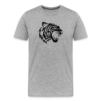 Schwarzes tribal Tiger - Männer Premium Bio T-Shirt - Grau meliert - Vorne - Damien (186cm)