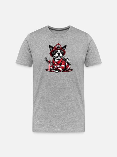 Bostie Fire Brigade Dog - Men's Premium Organic T-Shirt - heather grey