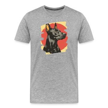 Dobermann - Männer Premium Bio T-Shirt - Grau meliert - Vorne - Damien (186cm)