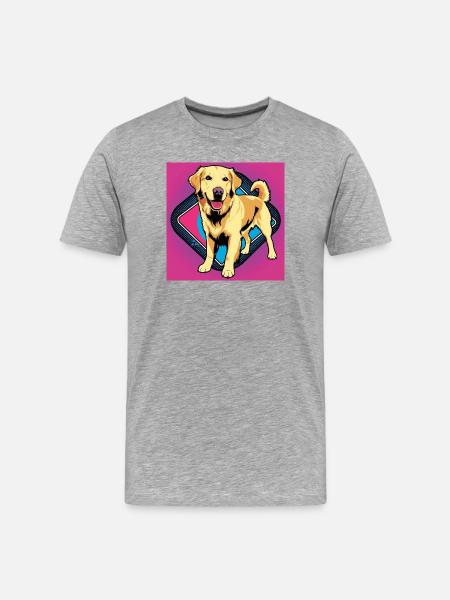 Comic Dog - Golden Retriever - Men's Premium Organic T-Shirt - heather grey