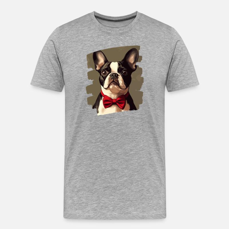 Boston Terrier - Männer Premium Bio T-Shirt - Grau meliert