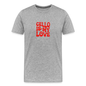 Le violoncelle est mon amour - Amour violoncelle - Cadeau violoncelle - T-shirt bio Premium Homme - gris chiné - Devant - Damien (186cm)
