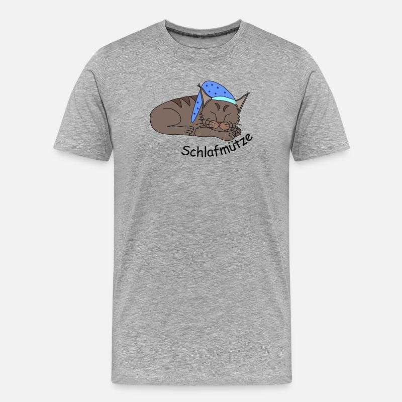 Schlafende Katze - Schlafmütze - Männer Premium Bio T-Shirt - Grau meliert