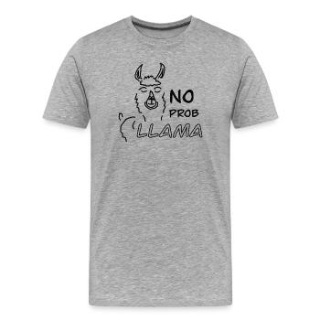 No Prob LLAMA - Männer Premium Bio T-Shirt - Grau meliert - Vorne - Damien (186cm)