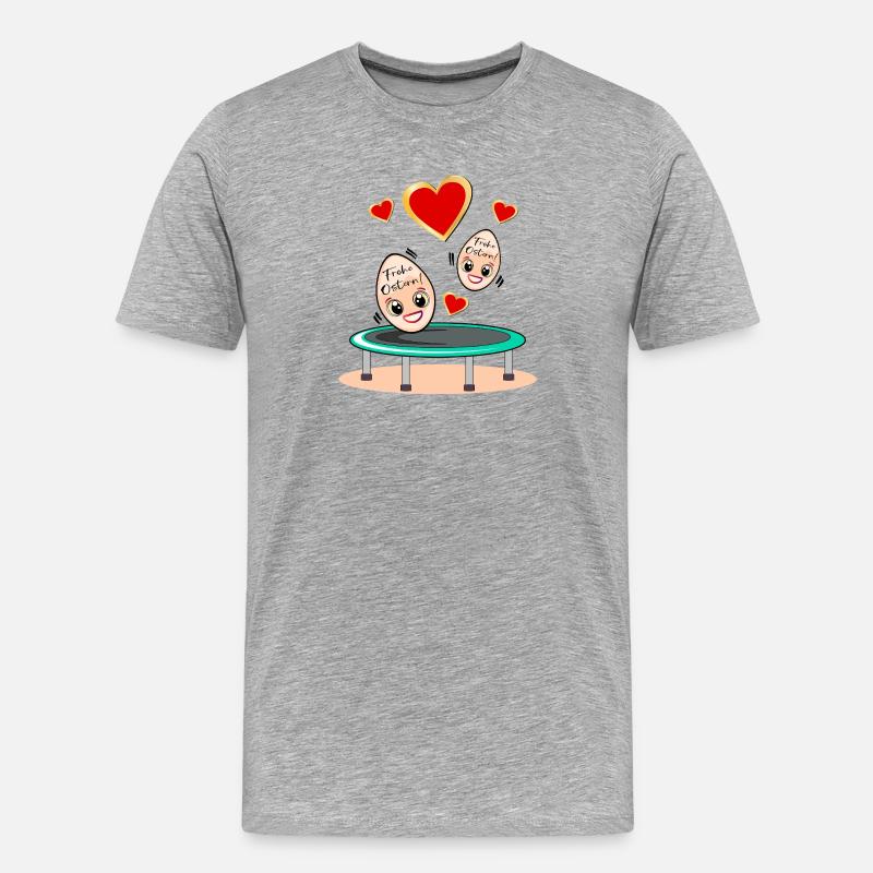 OSTERGESCHENKE OSTEREIER TRAMPOLIN - Männer Premium Bio T-Shirt - Grau meliert