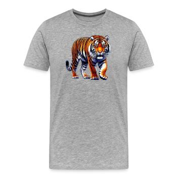 Tiger - Männer Premium Bio T-Shirt - Grau meliert - Vorne - Damien (186cm)