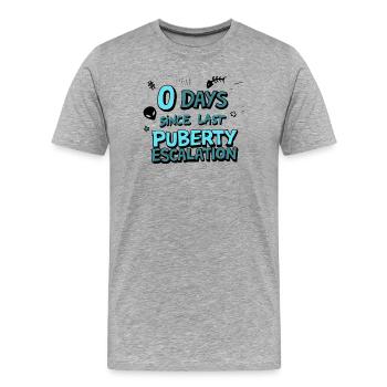 Puberty Escalation Fun Shirt - Men's Premium Organic T-Shirt - heather grey - Front - Damien (186cm)
