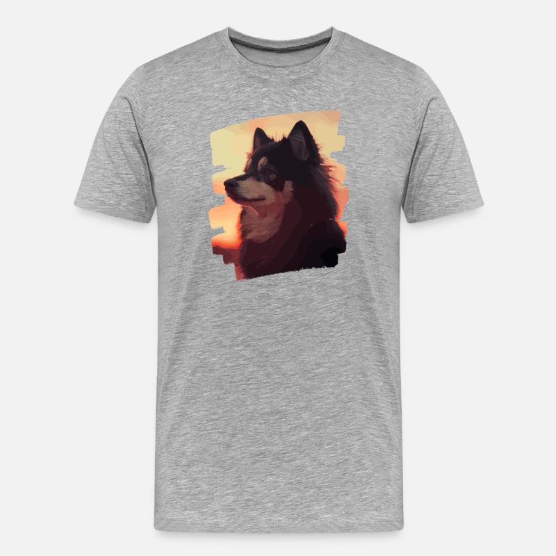 Finnischer Lapphund - Männer Premium Bio T-Shirt - Grau meliert